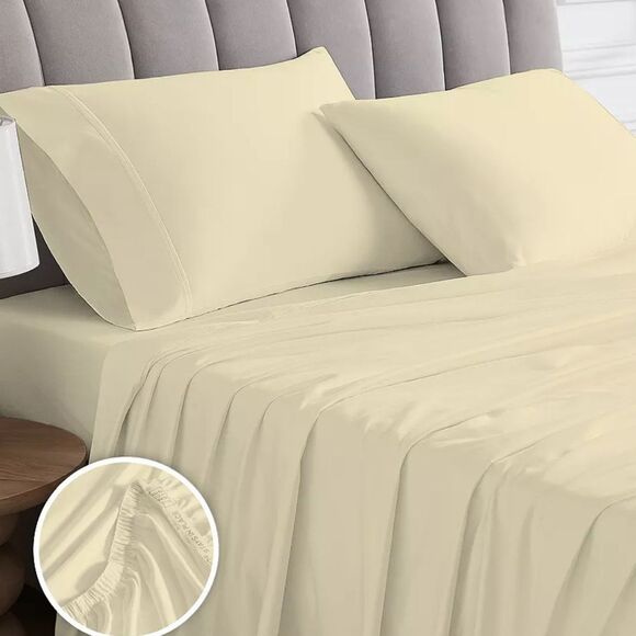 AIREOLUX Egyptian Cotton Queen Size Sheets Set 1000 TC Count Sateen Luxury - Picture 1 of 12